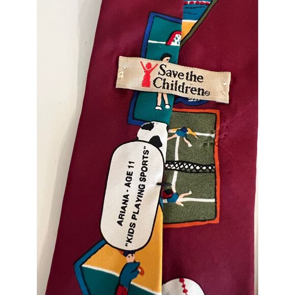 Save the Children Men's 100% Silk Neck Tie Ariana - Age 11 JL - Picture 4 of 9